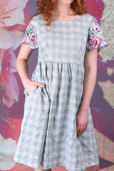Saski Amber Dress - Blue Plaid Rose - SALE