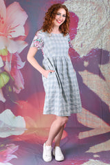 Saski Amber Dress - Blue Plaid Rose