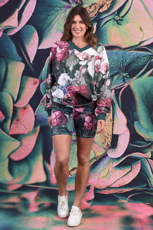 Shannon Phone Pocket Bike Shorts - Olive J'adore Roses