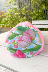 Pink Chenille Shoe Laundry Bag with Floral Mesh