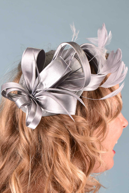 Ribbons in the Sky Fascinator - Silver