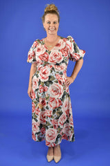 Women’s cotton dress with pockets – Emile Rose Seafoam print