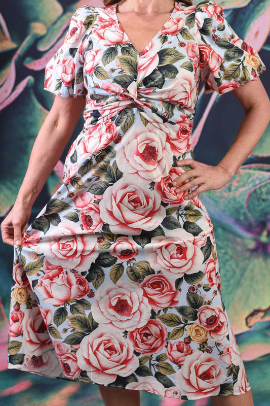 Spellbound 100% cotton A-line dress with twist detail
