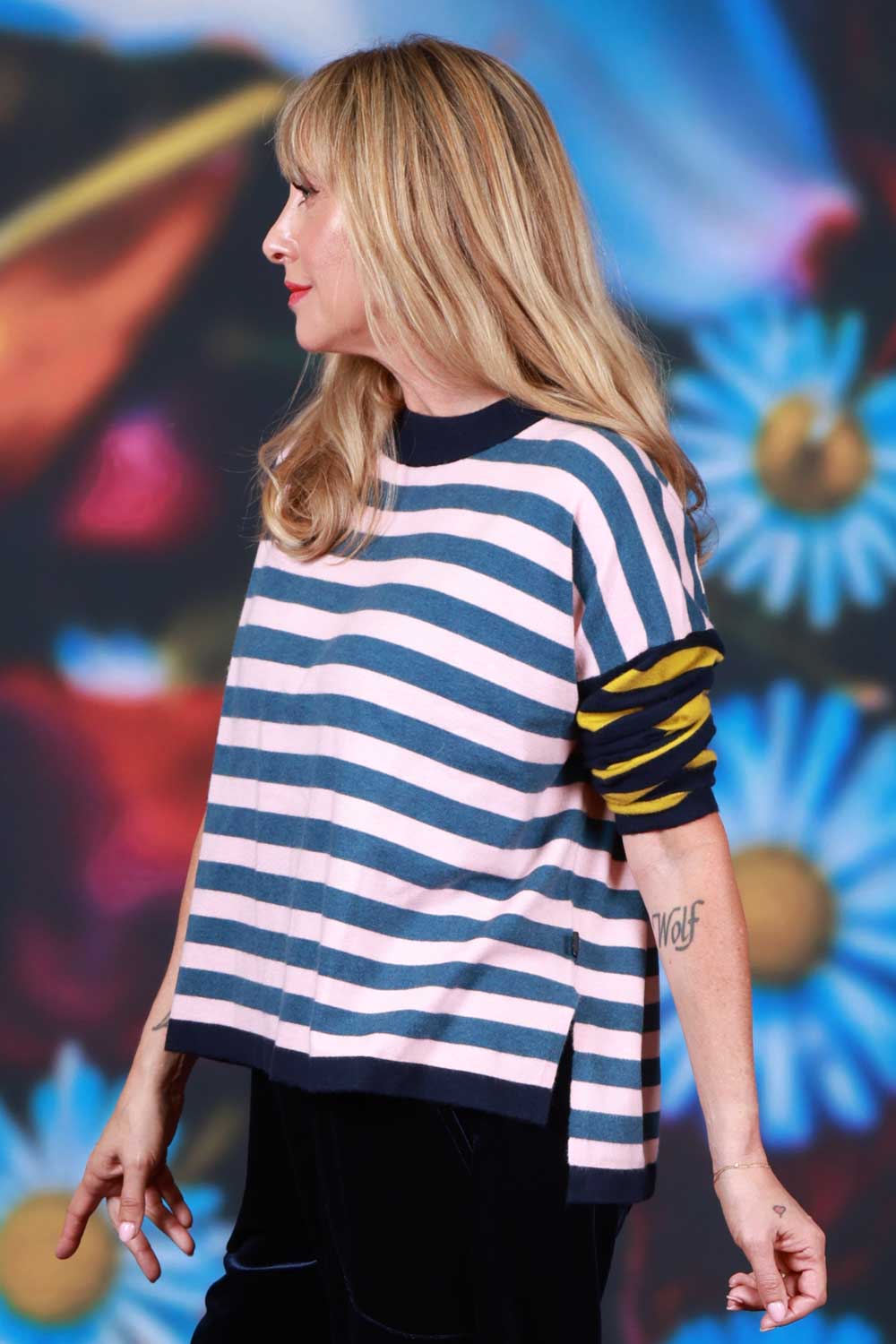 Colour block stripe knit NZ designer