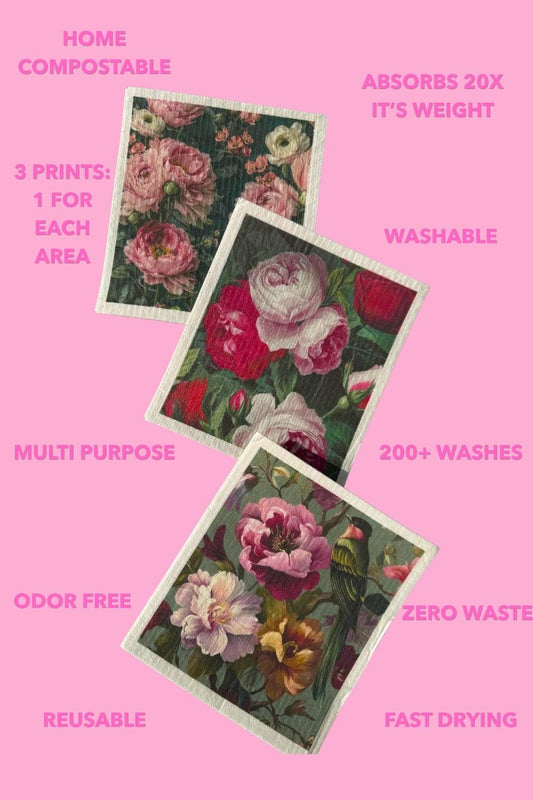 Swedish Dish Cloths - Peony Aviary