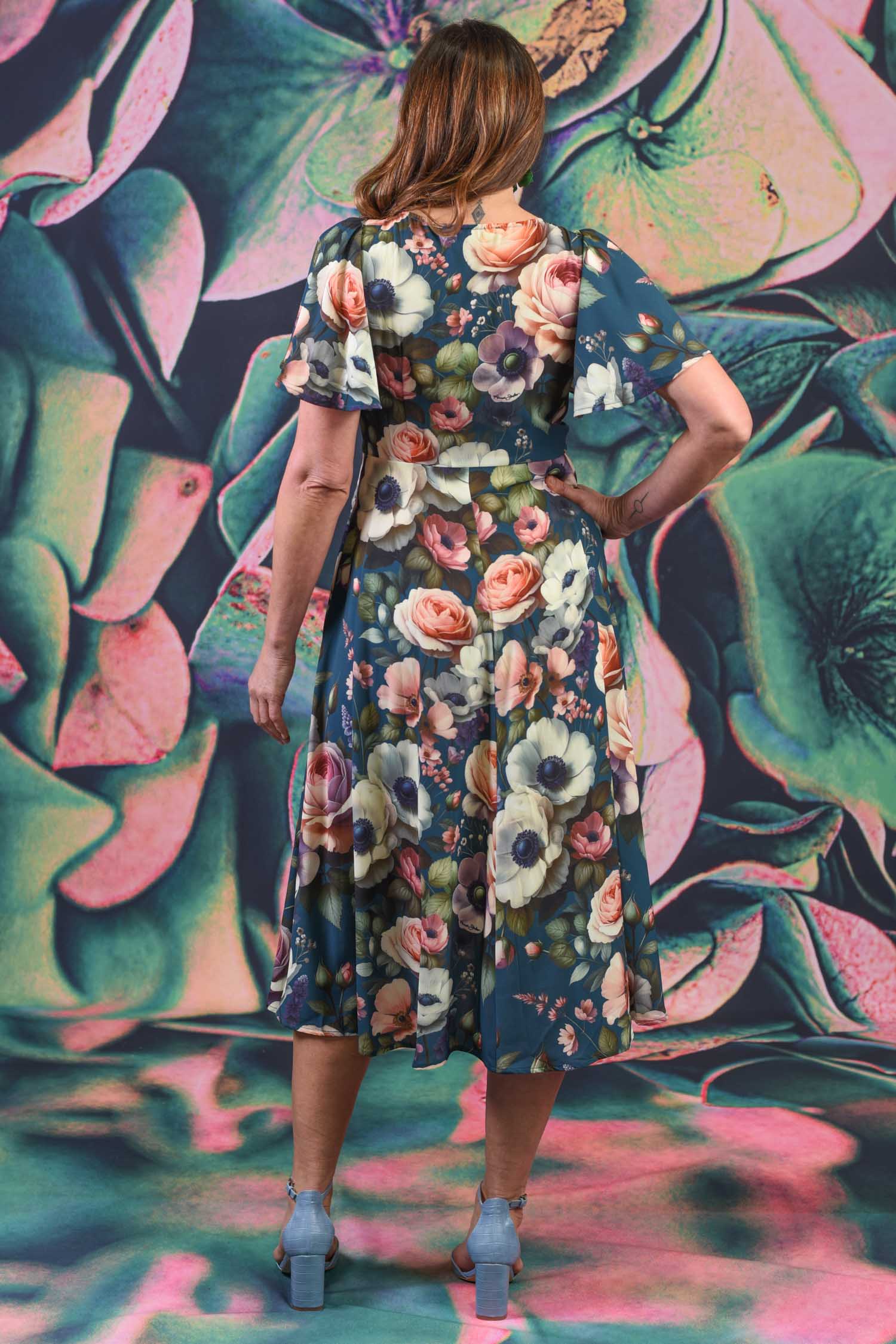 Sybil Dress Anemone Winter Floral Midi Occasion Dress Annah Stretton Sybil Dress Anemone Winter Floral Midi Occasion Dress Annah Stretton