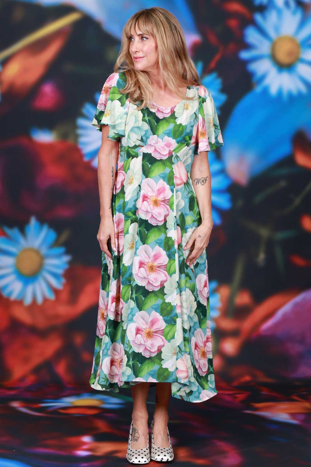 Whispering Blooms high low midi dress