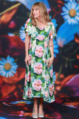 Whispering Blooms high low midi dress