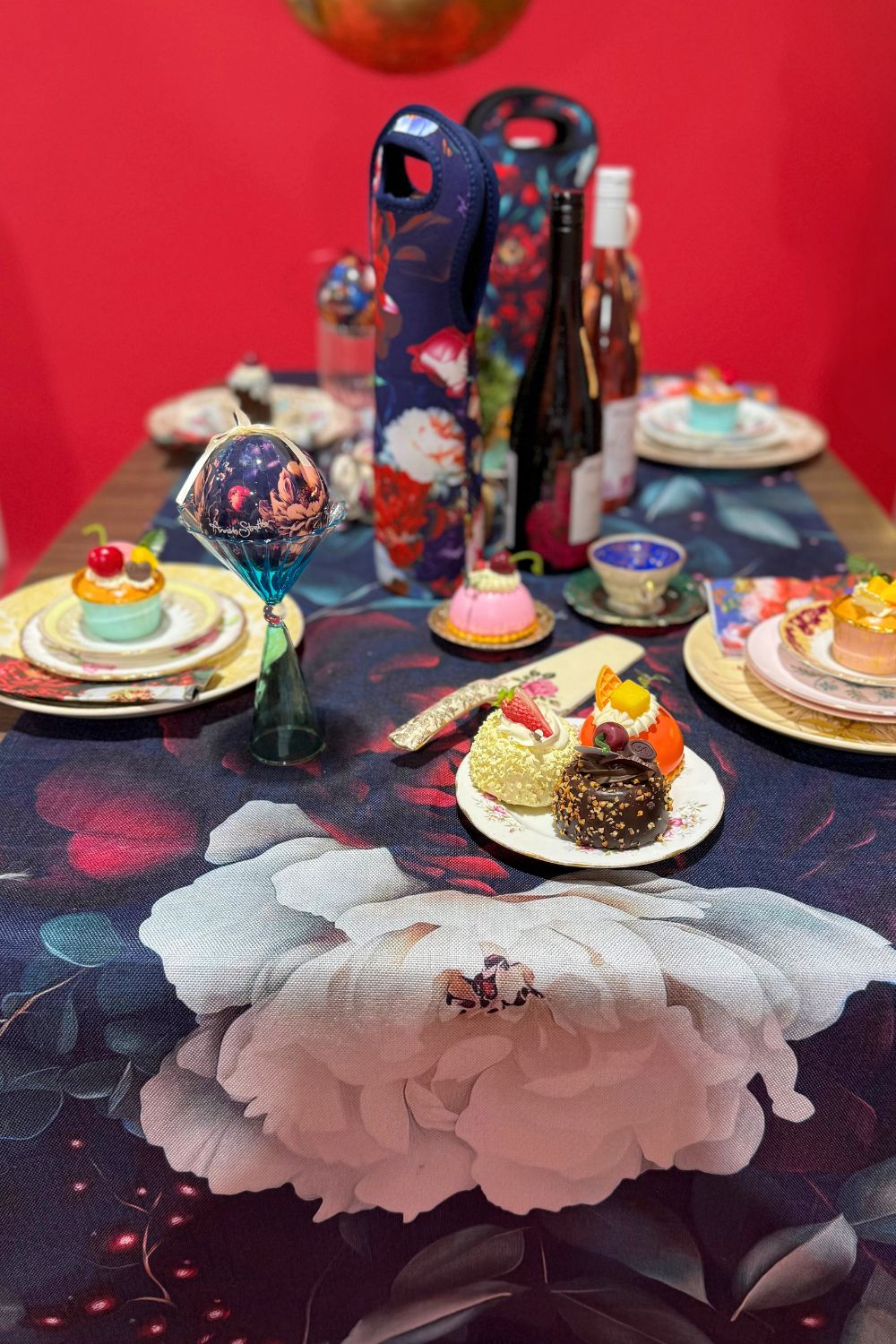 Dining table styled with Midnight Holly floral table runner – Annah Stretton design