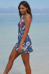 Petal Parade floral swimwear with skirt overlay