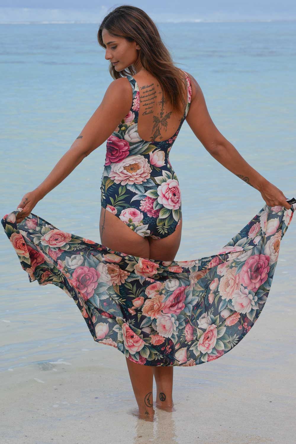 Lily Bather floral swimsuit with romantic rose print