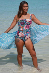 Rosie Me Up floral swimsuit with cup padding, low back and classic brief for stylish beach and pool wear