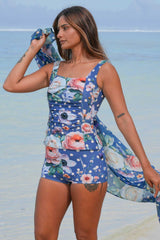 Mavis Tankini - Navy Spotty Floral