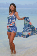 Cotton Wrap - Navy Spotty Floral