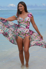 Crimson Grace floral swimwear with supportive fit