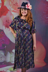 Model wearing Talor Tiger Dress - Navy by Annah Stretton