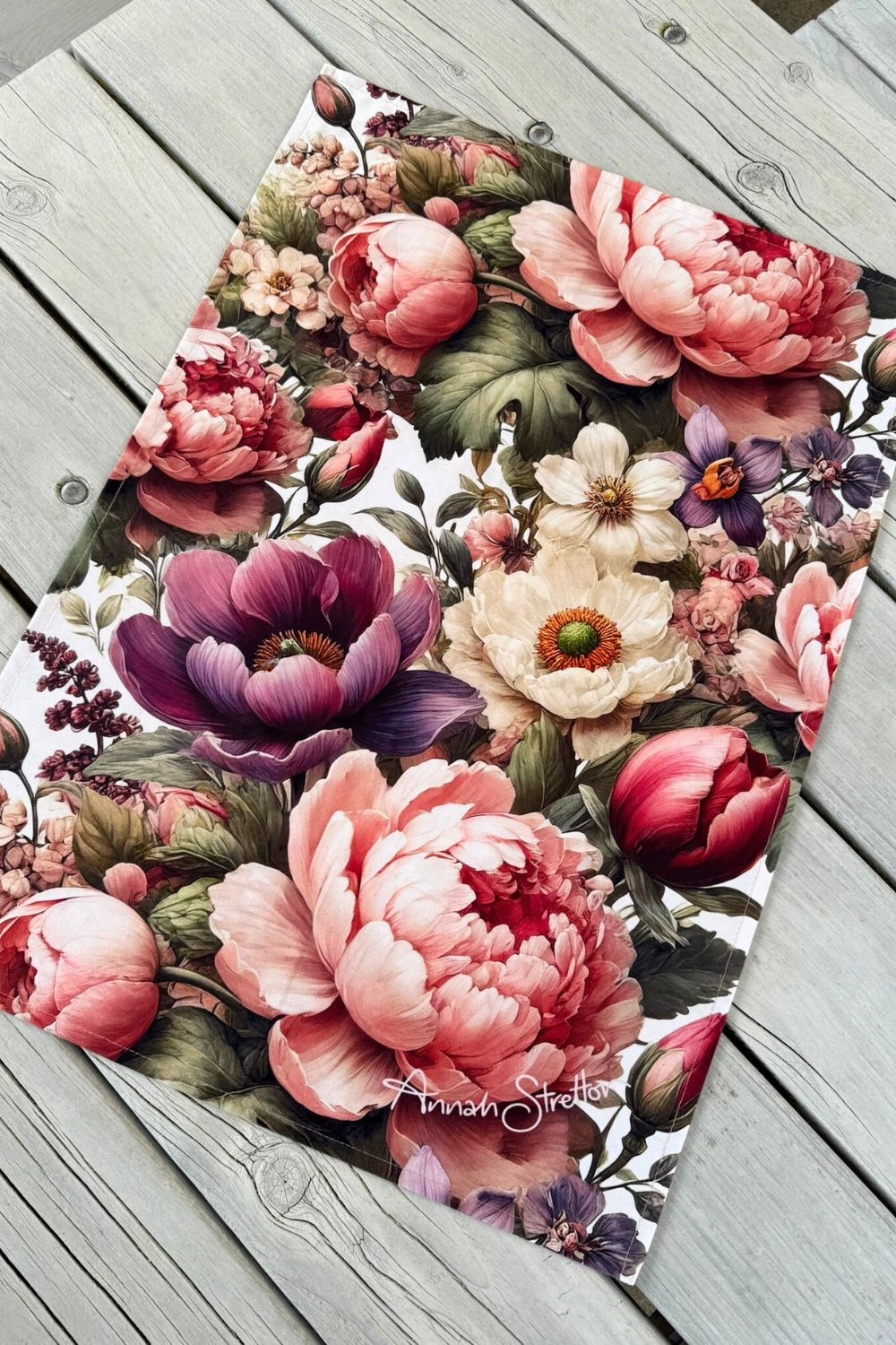 Cotton tea towel Petal Poem used for drying dishes