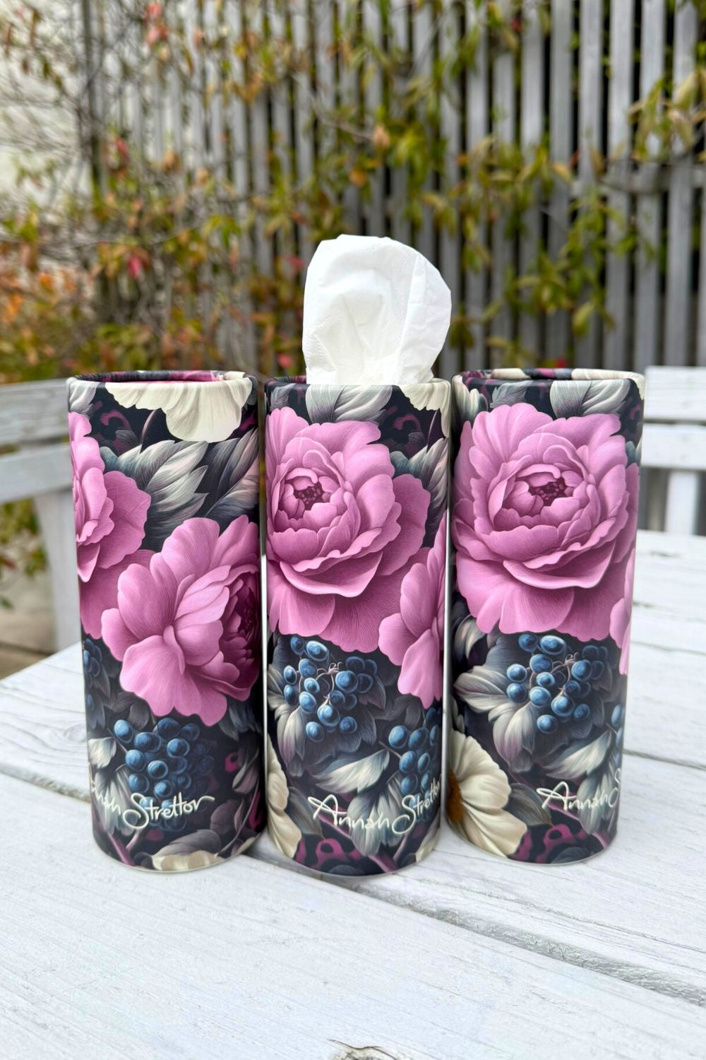 Annah Stretton Jungle Mulberry refillable tissue cylinder 3 pack