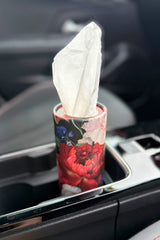 Floral tissue cylinder for car cup holders and side door holders