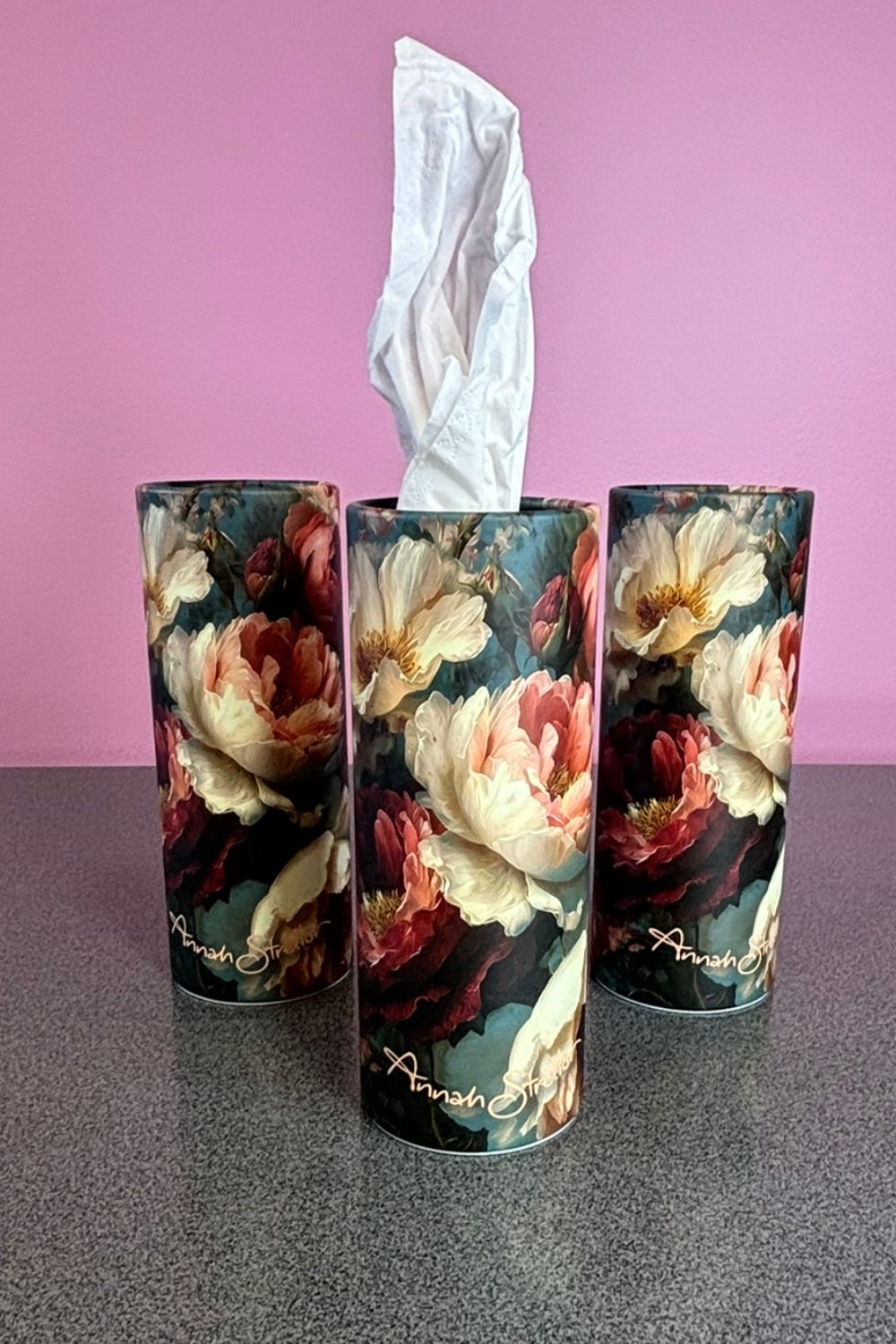 Tissue Cylinder 3 Pack - Faded Wallpaper