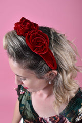Velvet Rose Headband - Rouge