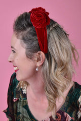 Velvet Rose Headband - Rouge