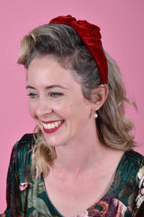 Velvet Rose Headband - Rouge