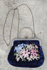 Veronica Evening Velvet Purse - Navy