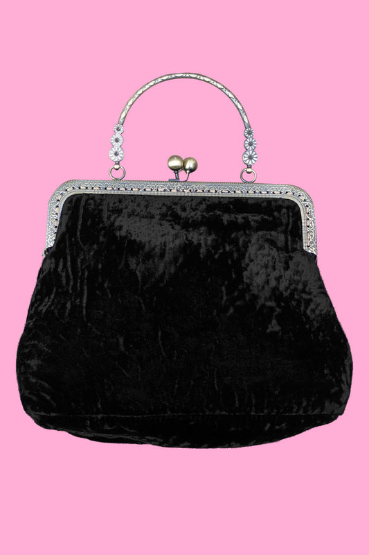 Veronica Evening Velvet Purse - Black