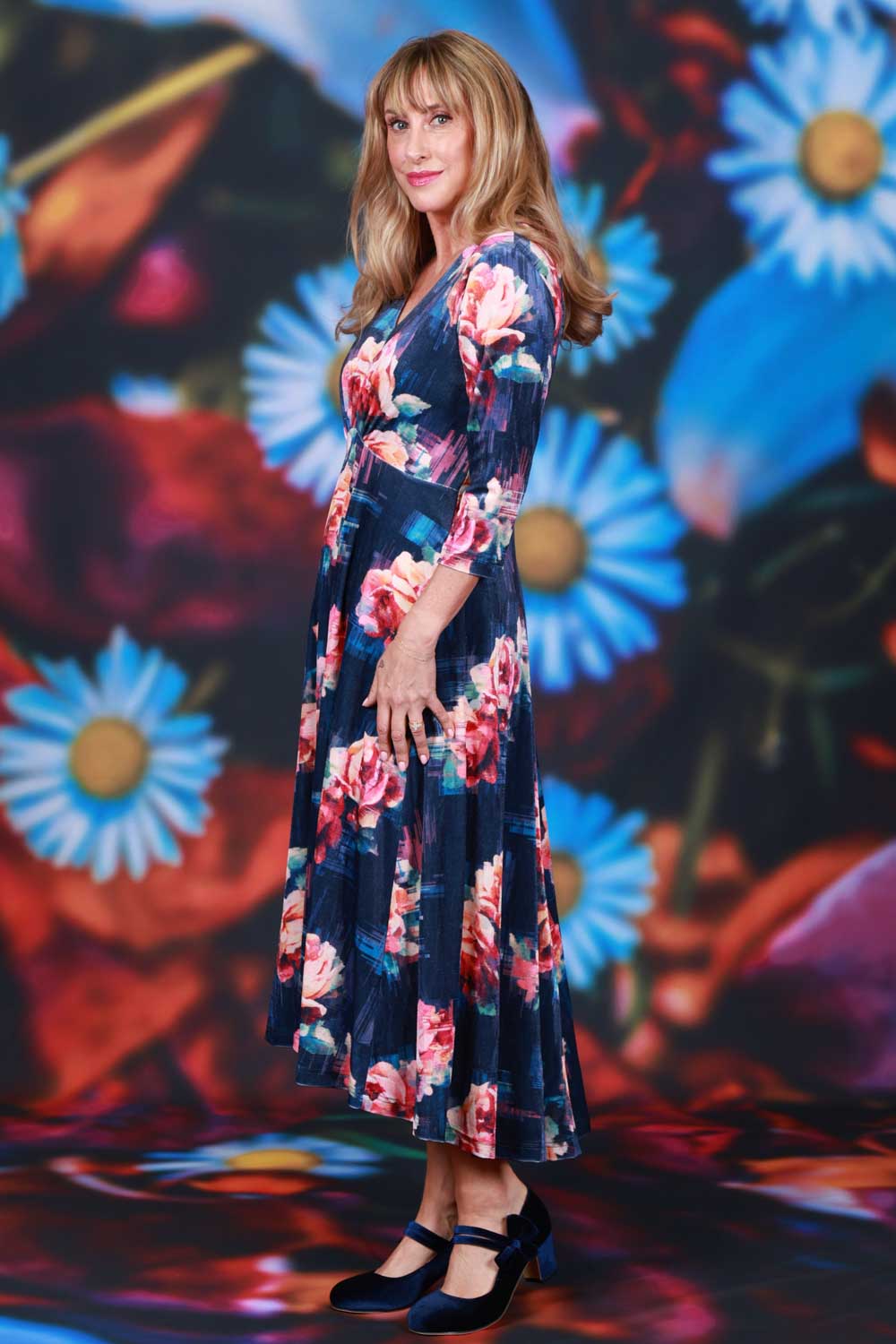 Elegant floral velvet dress New Zealand