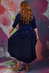 Back of the Annah Stretton Veronica jude dress in blue floral spot