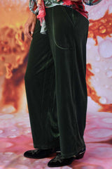 Vesta Vera Wide Leg Velvet Pants - Olive