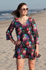 Vienna Top - Dark Peonies