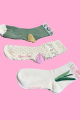 Vintage Floral Crew Socks - Pack Of 3