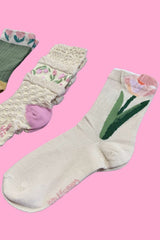 Vintage Floral Crew Socks - Pack Of 3