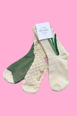 Vintage Floral Crew Socks - Pack Of 3