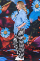 Black elasticated waistband straight leg pants