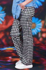 Black elasticated waistband straight leg pants