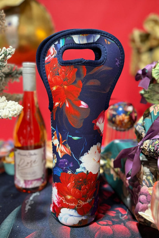 Annah Stretton Petal Chorus neoprene wine bag – insulated Christmas wine carrier