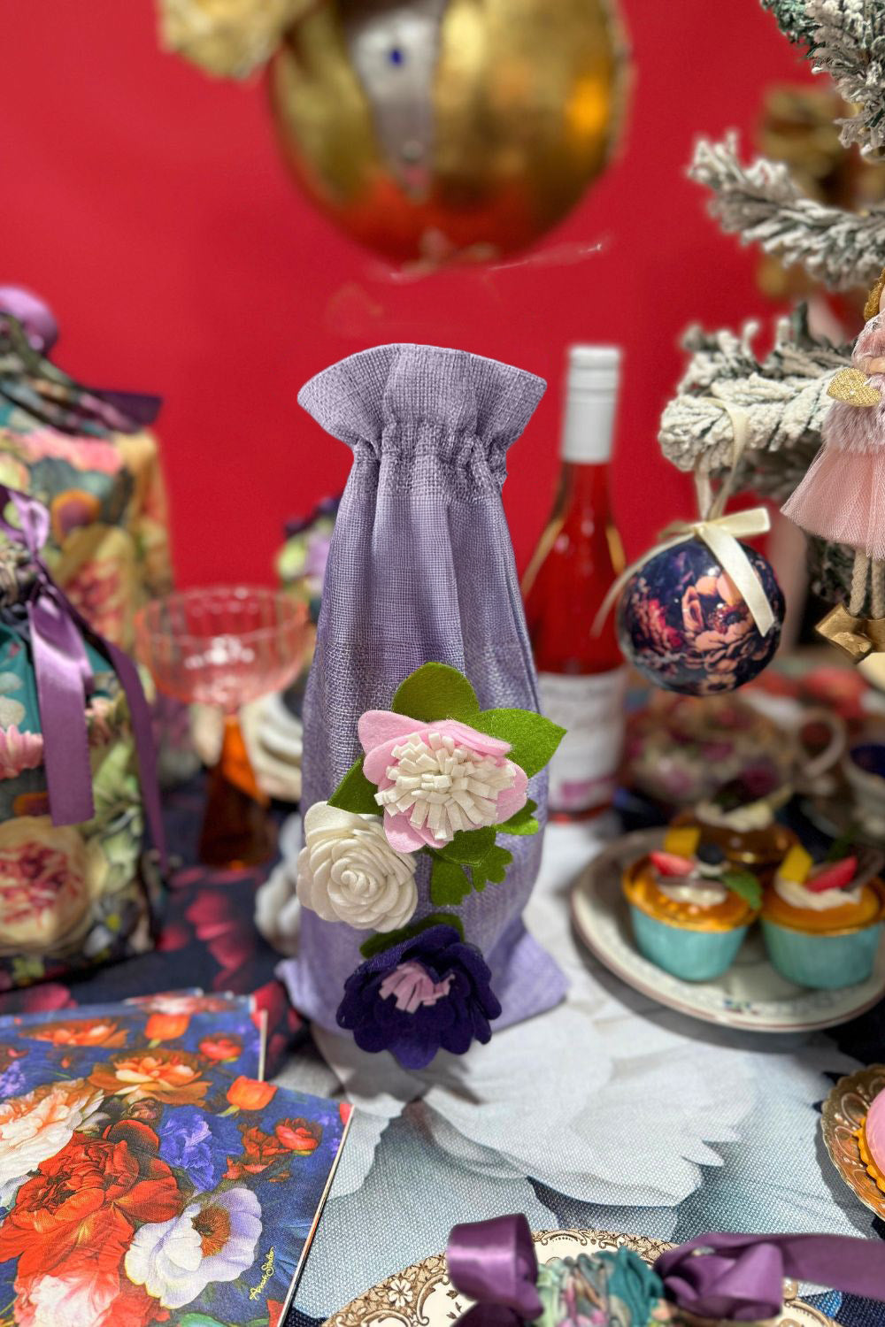 AS Wine Gift Bag - Mauve Floral | SALE