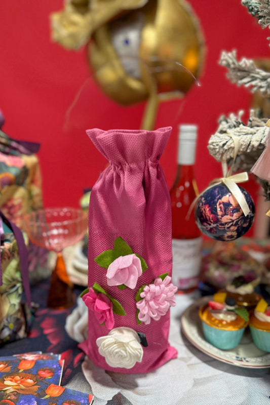 AS Wine Gift Bag - Pink Floral