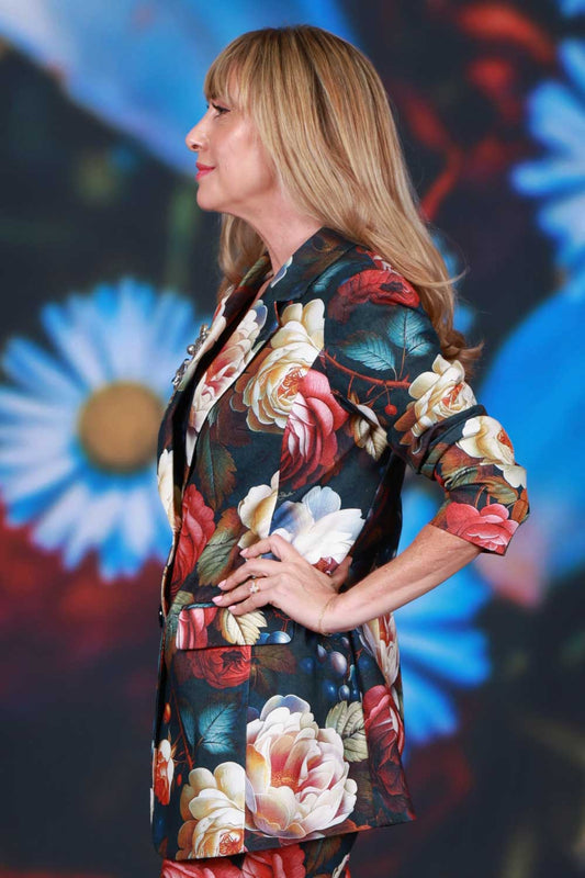 Fruitful Rose floral blazer womens