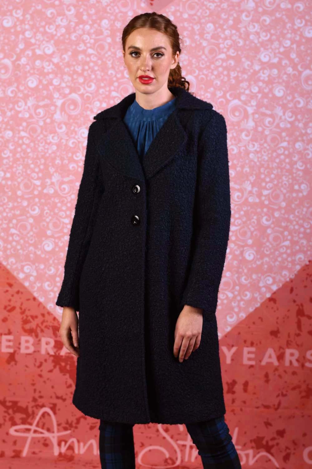 Navy womens winter coat NZ designer