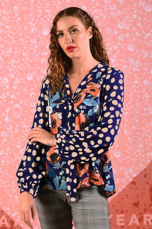 model wearing darcy indigo top