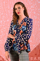 model wearing darcy indigo top