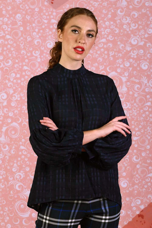 model wearing renne rose navy top