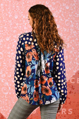 model wearing darcy indigo top