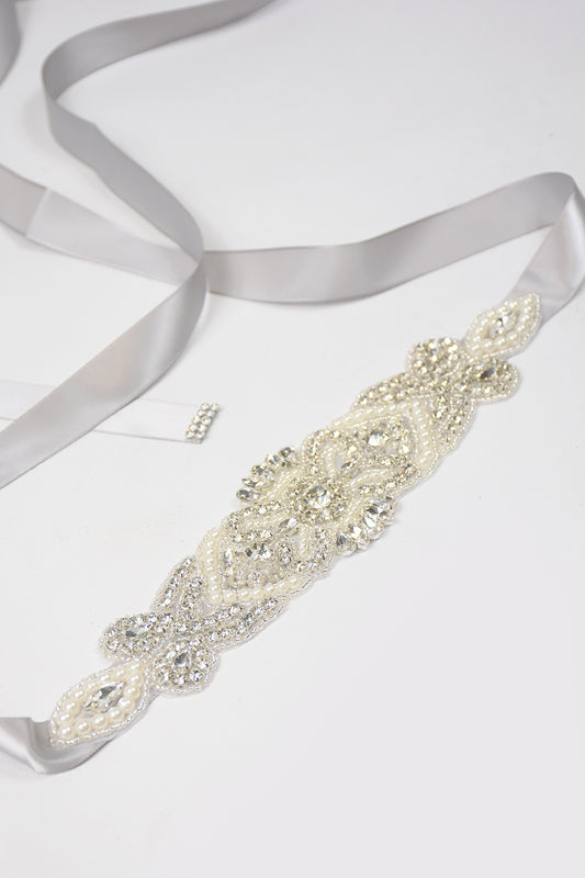 Jewel Ribbon Belt - Silver