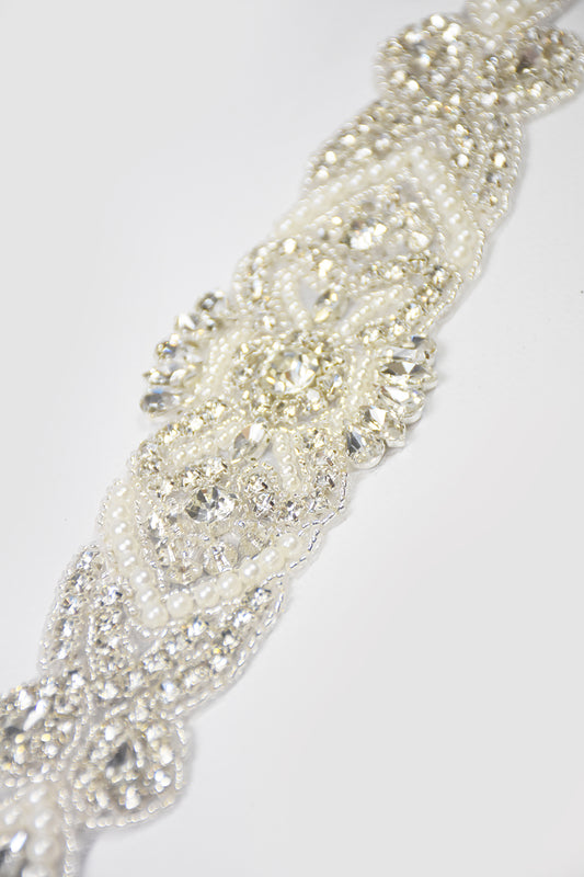 Jewel Ribbon Belt - Silver