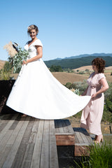 Orchid Dreams Wedding Dress | Annah Stretton Affordable Designer Bridal |  Wedding Dresses NZ | Designer NZ | Modern Bridal Gown | Off The Shoulder Style Wedding Dress